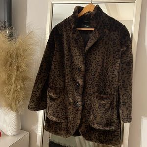 The Kooples brown fur cheetah coat